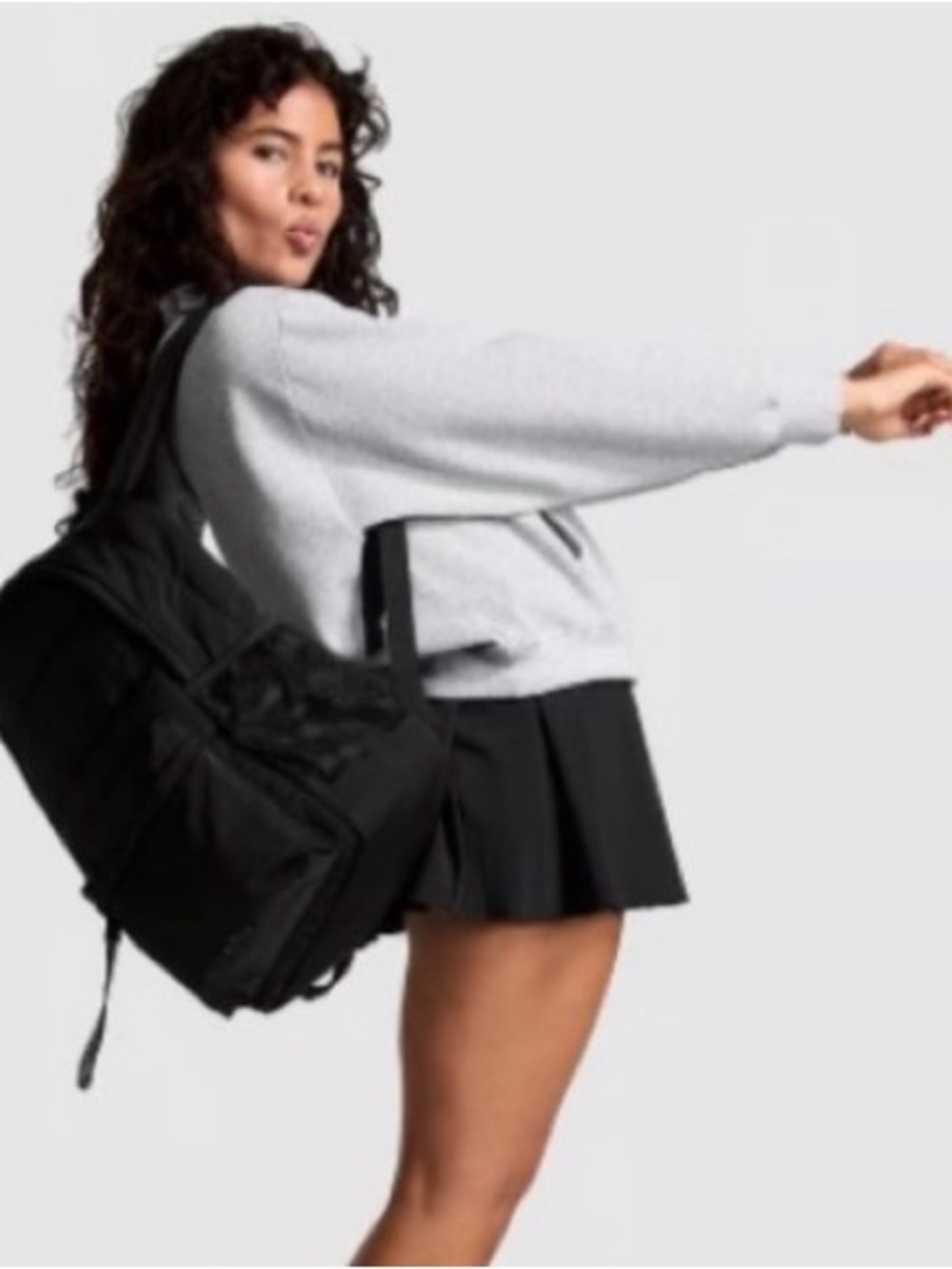VS Pink Puffer Dome Everyday Black Backpack